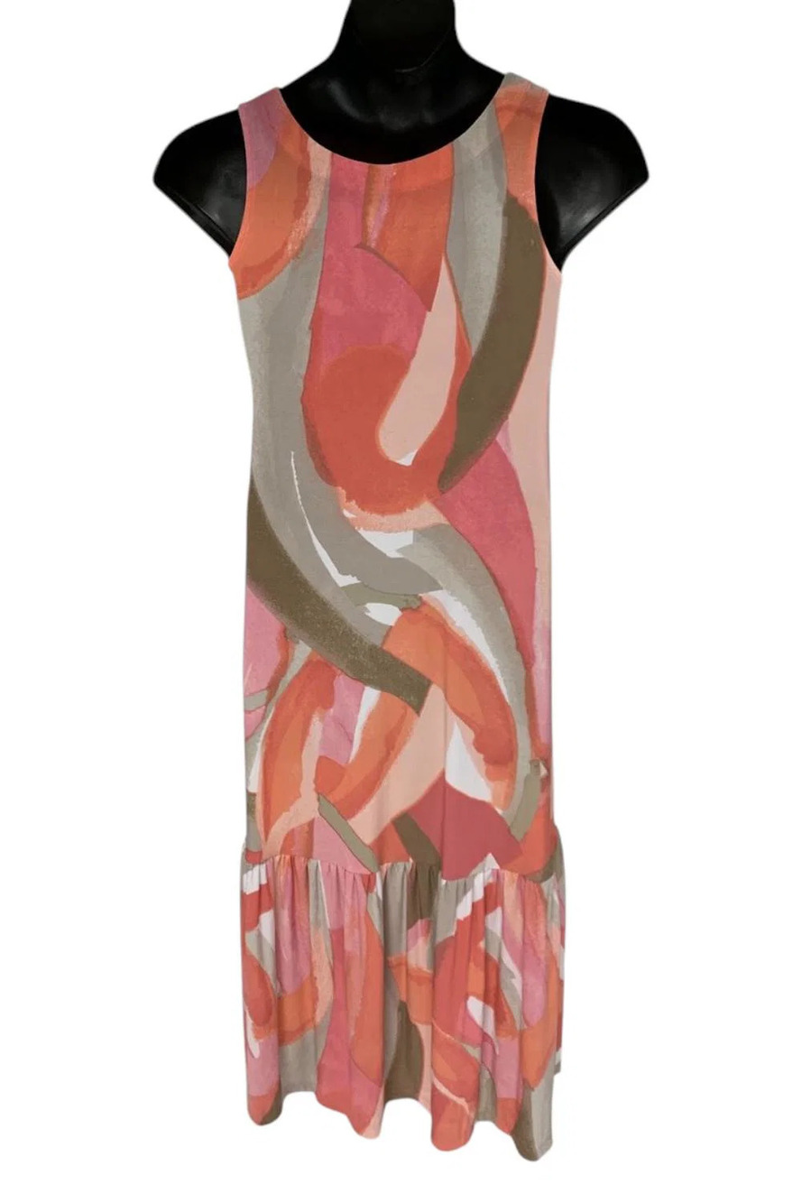 Susan Graver Women's Knit A-Line Back Tie Maxi Dress Melon Stone - Petite